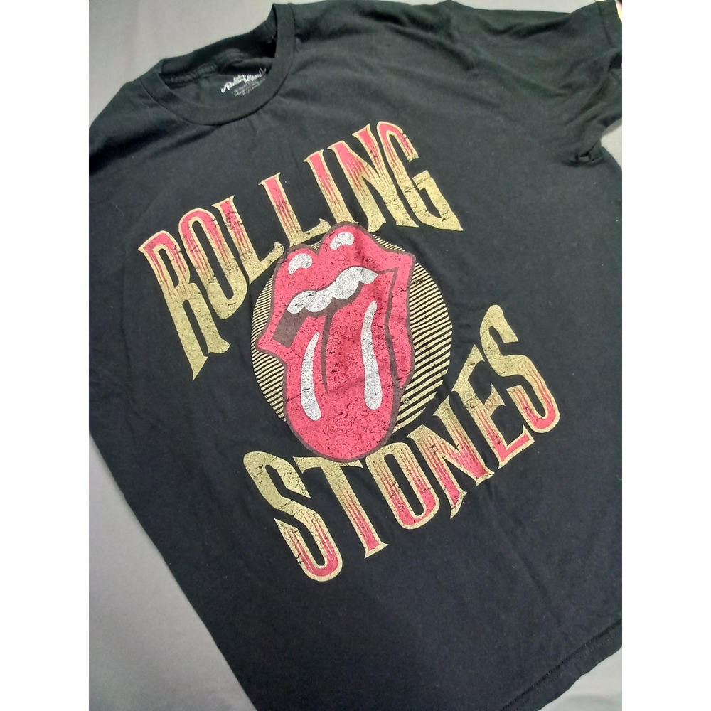 The Rolling Stones Graphic T-Shirt Mens 2XL Black Cotton Rock Band Logo Tee